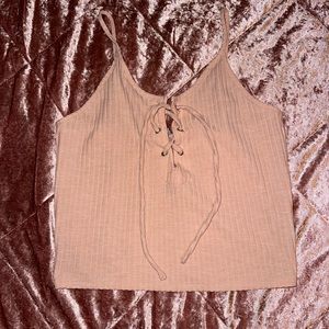 Charlotte Russe Peach Lace Up Tank